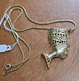 Gold-Tone Egyptian Queen Pendant Necklace - Women's Fashion Jewelry